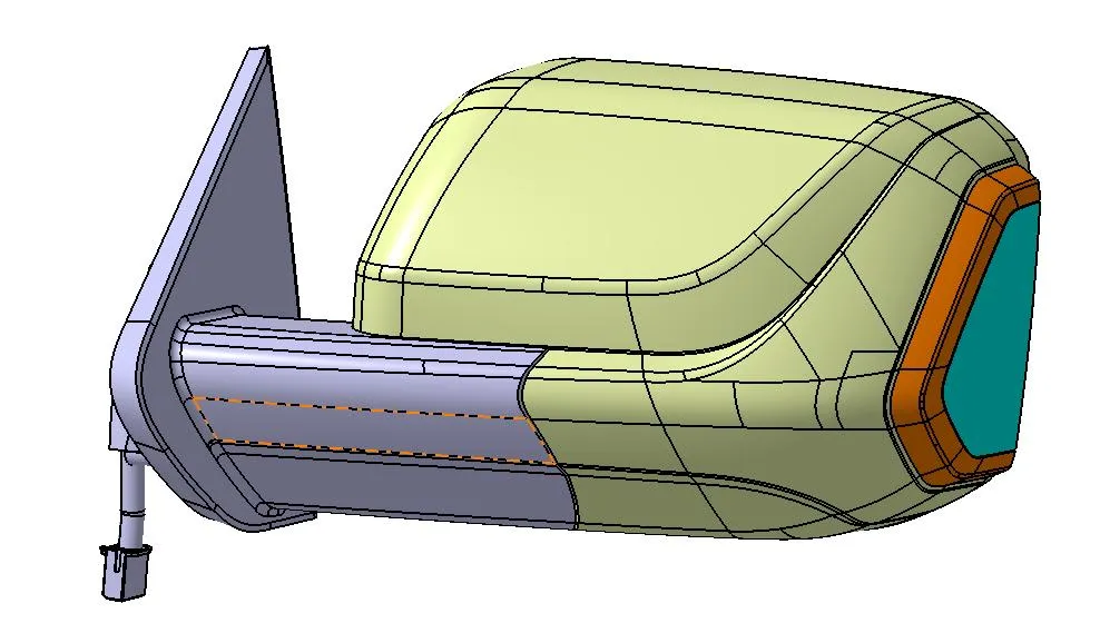 Aluminum-plastic integrated rearview mirror on a heavy truck cab